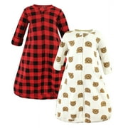 Hudson Baby Cotton Long-Sleeve Wearable Sleeping Bag, Sack, Blanket, Brown Bear Long Sleeve, 18-24 Months
